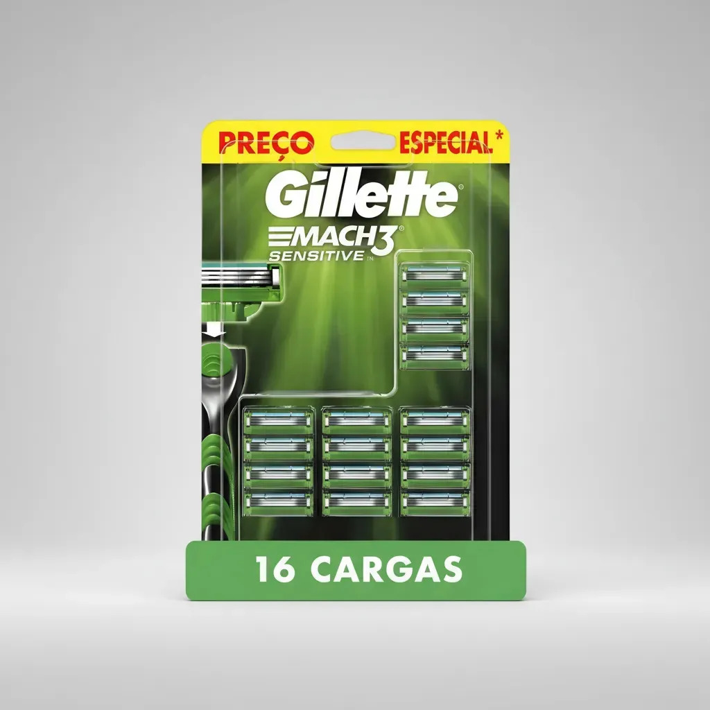 Carga Aparelho De Barbear Gillette Mach3 Sensitive Com Aloe
