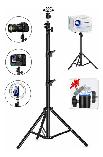 MXSIMEDARBY Trípode para Proyector tornillo 1/4, altura regulable 0.5 a 1.7m, soporta hasta 3kg con rotación 360°, compatible con cámara y luz de relleno para hogar, camping y transmisiones en vivo.