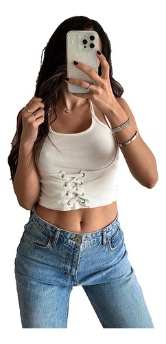 Top Crop Hilo Mujer Tejido Top Corto Dama