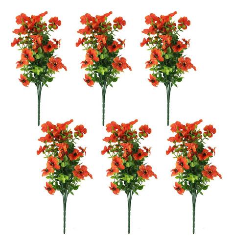6 Paquetes De Flores Artificiales Resistentes A Los Rayos Uv