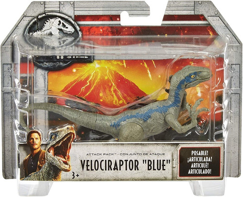 Jurassic World Attack Pack Velociraptor  Azul (16x11x4 Cms.)