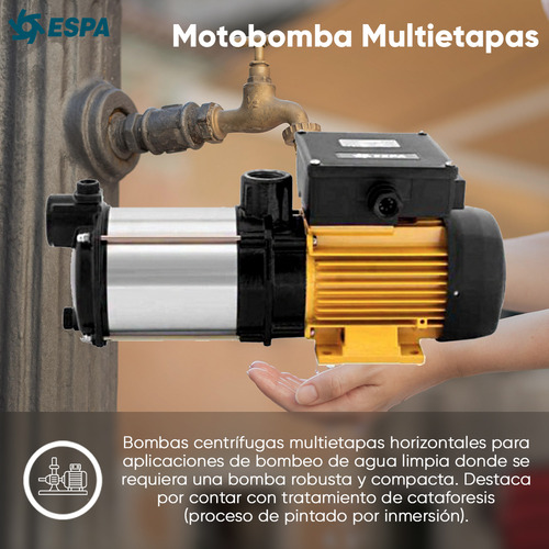 Motobomba Centrifuga De Superficie Multietapas Horizontal Espa Prisma45n-3/3224 / Hp3 3 X 220/440 (trifásico) 2.2kw / Motobomba Para Agua Limpia