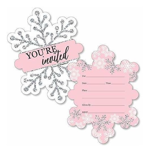 Pink Winter Wonderland - Invitaciones En Forma De Relleno - 