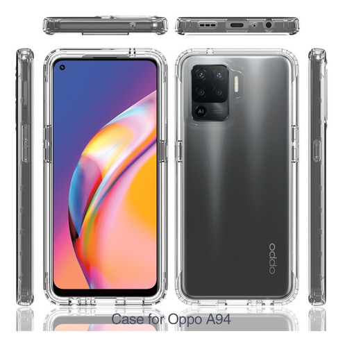 Funda 2 En 1 Uso Rudo For Modelos Oppo Bicolor Transparente