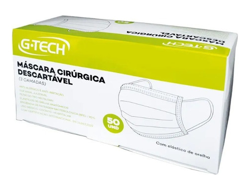 Máscara Cirúrgica Descartável Gtech Com 50 Unidades