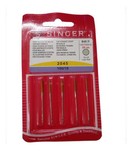 Honeysew Ball Point Singer 2045 Aguja Flat Vastago Amarillo