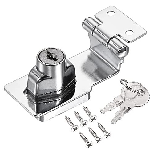 Candado Hasp 3puLG Cromado Para Puerta Gabinete, Plata.