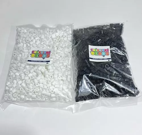 2 Bolsas Con 1000 C/u, Hama Beads 5mm Color Blanco Y Negro