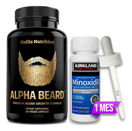 Minoxidil Kirkland 5% Solución Tópica 1 Mes + Alpha Beard