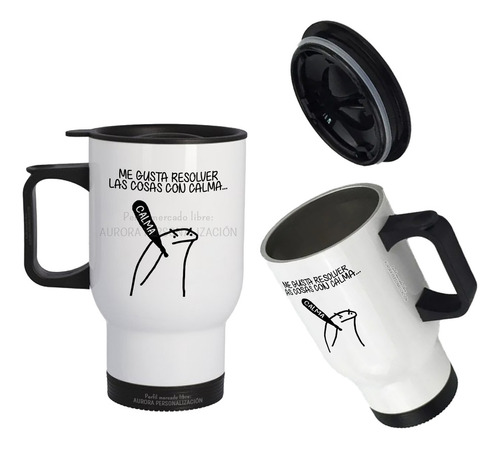 Mug Vaso Termico Viajero Para Carro Resolver Con Calma Flork