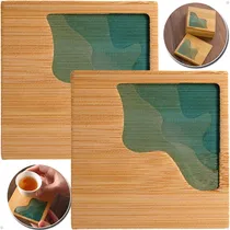 Comprar Kit 2 Porta Copo Descanso Bambu Resina Bolacha Descanso Bar