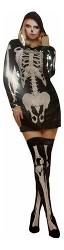 Disfraz Halloween Esqueleto  Vestido Mujer 2 Piezas