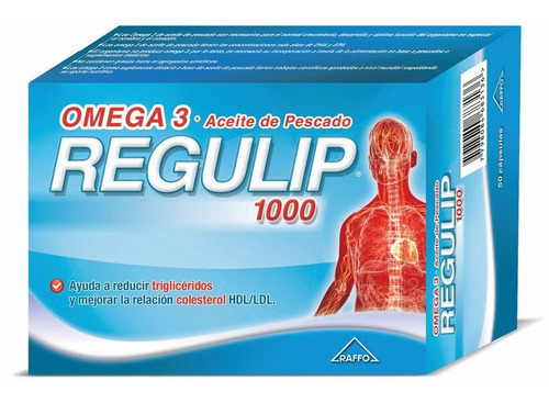 Imagen 1 de 2 de Regulip 1000 Omega 3 Aceite De Pescado 50 Caps Colesterol Sabor No