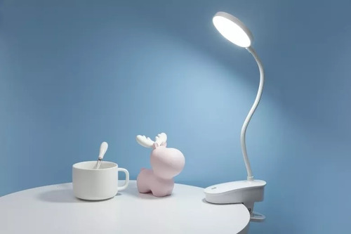 Lampara Velador Portatil Led Carga Usb Clip Alpaca Dibacom® Blanco