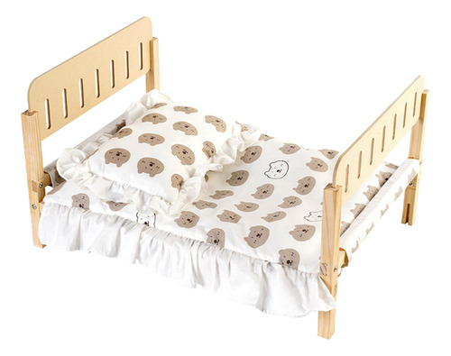 Cama De Madera Para Gatos Con Cojín Y Almohada Extraíbles,