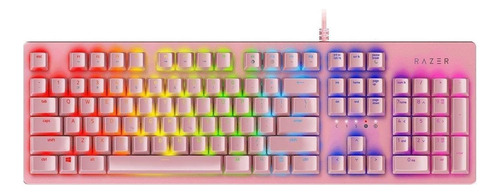 Teclado gamer Razer Huntsman QWERTY inglés US color rosa cuarzo con luz RGB