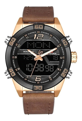 Relógio Masculino Naviforce 9128 Pulseira Couro