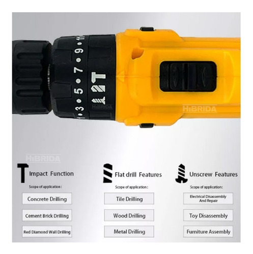 Imagen 4 de 10 de Taladro Percutor 24v Inalambrico Rotomartillo Destornillador