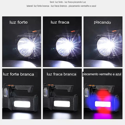 Lanterna Farol Holofote Luz Forte E Função Power Bank