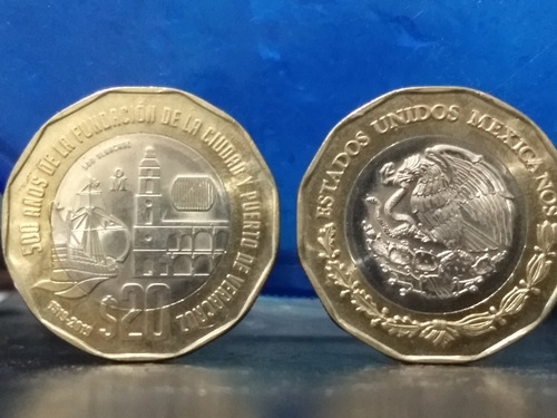Monedas De $20 Pesos 500 Años De La Fundación De Veracruz 