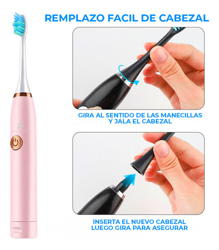 Kit De 3 Cepillo De Dientes Eléctrico Con 6 Cabezales