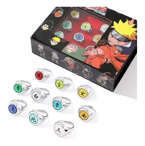 Kit 10 Anel Naruto Akatsuki Itachi Sasuke Caixa em Promoção na