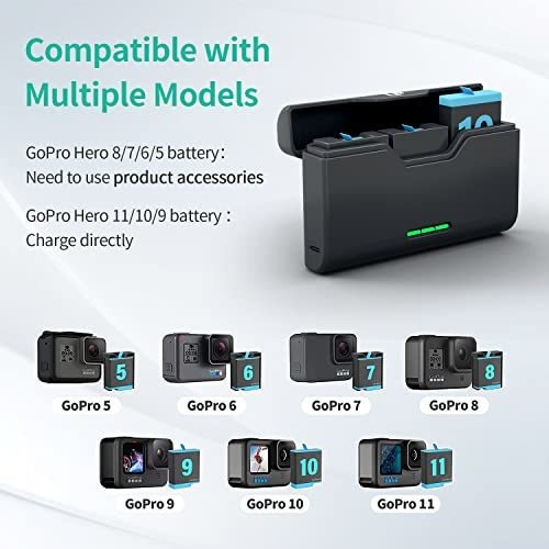 Imagen 2 de 7 de Cargador De 3 Canales Para Bateria Gopro Hero 11/10/9/8/7/6