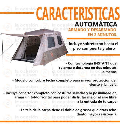 Imagen 4 de 10 de Carpa Automatica Coleman 8 Personas Instant Full Fly Camping