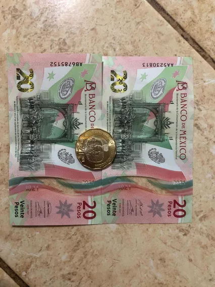 Billetes Y Moneda (20 Pesos)