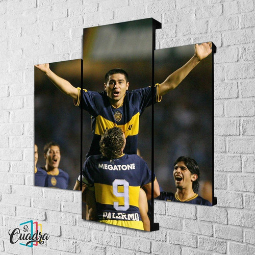 Cuadro Riquelme Boca Juniors Moderno Triptico Horizontal