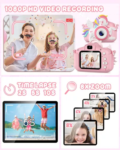 Regalos de unicornios para niñas de 3 a 12 años HD Cámara impermeable para  selfies, regalos de Navidad y cumpleaños para niñas de 3, 4, 5, 6, 7, 8