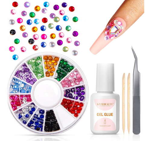 Kit De Diamantes De Imitación Para Uñas Gemas Poliédricas De