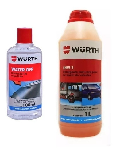 Kit Wurth 1 Shampoo 1l + 1 Cristalizador De Vidros Water Off