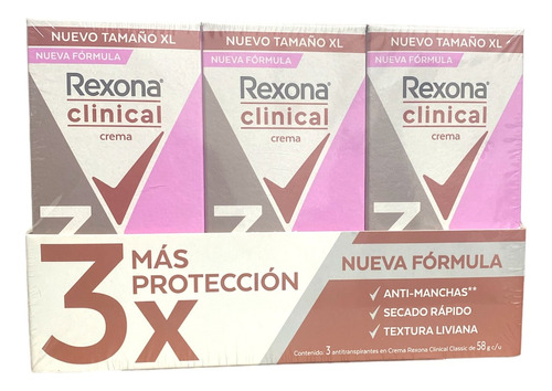 Antitranspirante En Crema Rexona Clinical Crema Pack De 3 Un