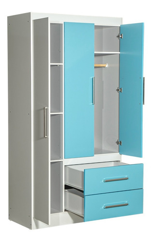 Juego De Dormitorio Bebes Niños Combo Comoda + Ropero Celeste