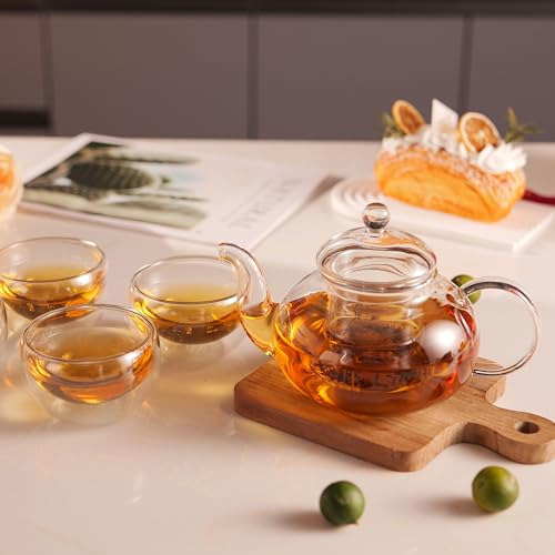 Set De Tetera De Vidrio Cnglass, Tetera De 20 Oz Transparent