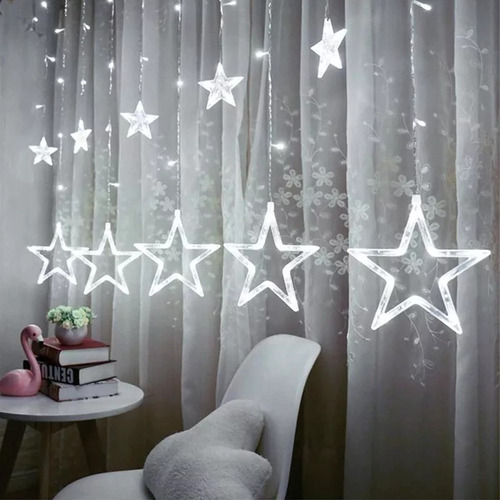 Cascata De Estrela 138 Led 8 Funções Natal Decor M/f 220v Cor das luzes Azul