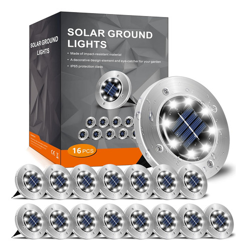 Luces Solares De Suelo Incx, 16 Paquetes De 8 Luces Led Para