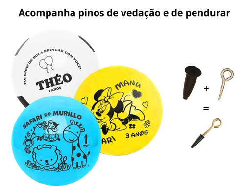 Kit Com 40 Bolas De Vinil Personalizadas De Lembrancinhas
