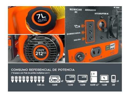 Imagen 2 de 5 de Generador Inverter Eléctrico A Gasolina 3.5kva Xt35ig Kolvok