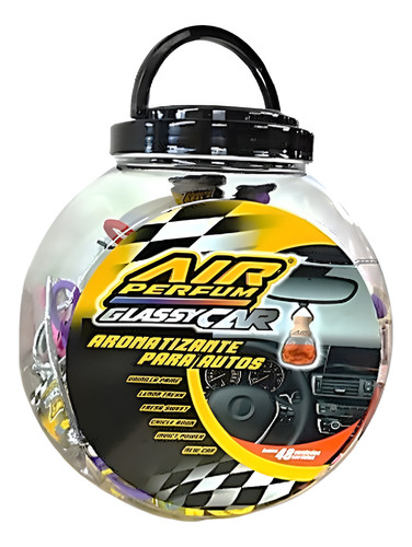 Aromatizante Colgante Air Perfum Glassy Car Pote X48 Un. Multicolor Chicle Boom - Fresa Sweet - Invict - Lemon Fresh - New Car - Vainilla Pride