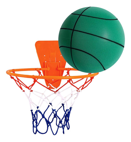 Juego De Baloncesto Tranquilo Con Aro, Pelota Verde Talla 5