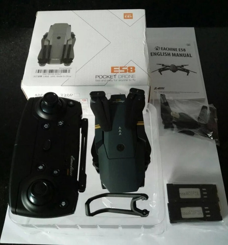 Dron WiFi Fpv plegable Eachine E58, 3 baterías, tipo Mavic, color negro