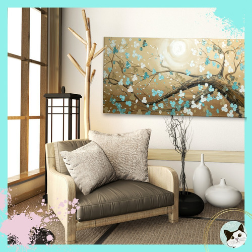 Cuadros Pintados A Mano Cerezo Sakura Texturados Modernos