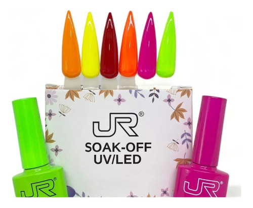 Gama Gel Uv  6pz Semipermanente 3 Pasos Uñas Jr 10ml