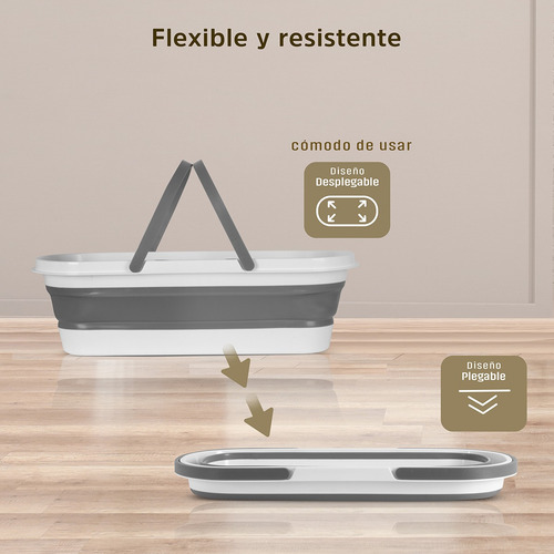 Cubeta Plegable Con Ruedas Cubo Rectangular Portátil Plegabl
