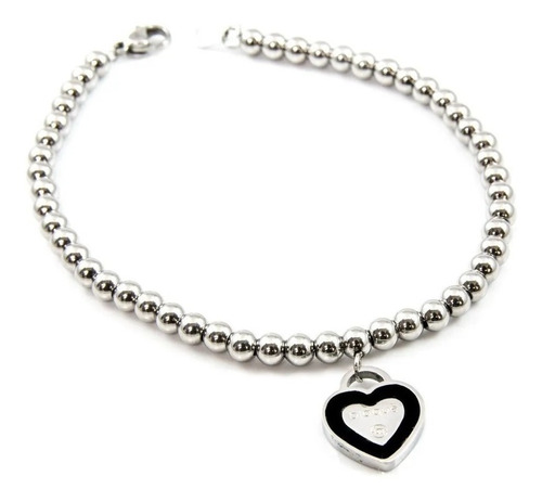 Imagen 2 de 5 de Pulsera Mujer Blaque Original Dije Corazon Acero Qgico 155