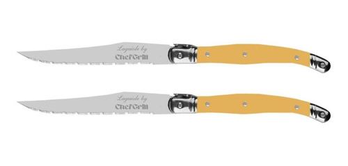 Cuchillo De Carne Laguiole Frances, Mxlyw-002, 2 Pzas, 23 Cm Color Amarillo