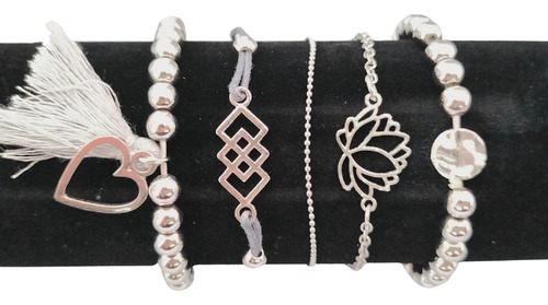 Pulsera Para Mujer Multicapa Color Plata