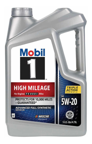 Aceite Mobil 1 5w-20 Sintetico Alto Kilometraje 5 Qts.